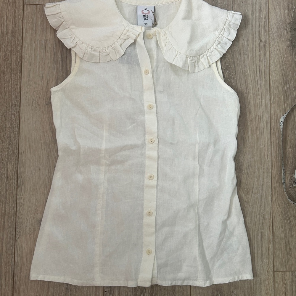 Son de Flor Cream Ruffle Collar Blouse